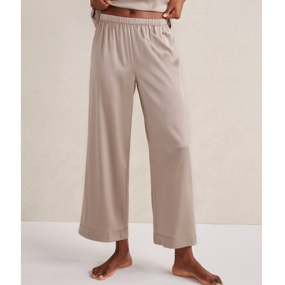 Haven Well Within Silk Sleep Pants Wide Leg Medium Beige Lounge Luxury Soft Girl